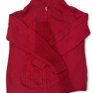 Red Cable Knit Women's Sweater